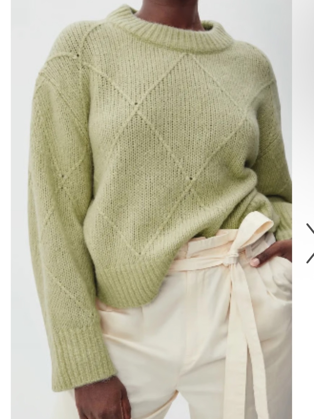 Everlane Wool/Cotton/Alpaca Diamond Stitch Oversized Crewneck Sweater Sage Sz S